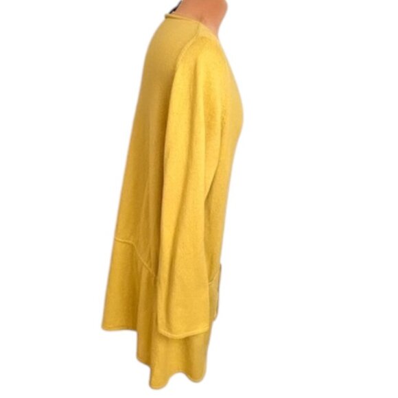 Eileen Fisher Silk Cashmere Yellow/Green Drawstring Scoop Neck Sweater Size XL - Picture 5 of 9
